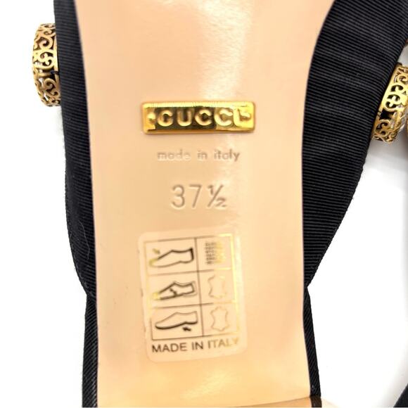 Gucci Moire Crystal Embellished Lyric Interlocking GG Slip On Slides Mules 37.5 - Picture 7 of 8